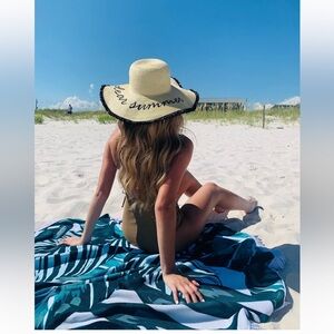 Beach vacation summer resort  “Dear Summer” Wide Brim Straw Hat – World Market